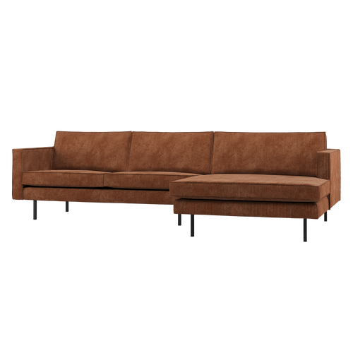 WOOOD chaise longue bank rechts Rodeo - Ribstof - Roestbruin - 85x300x155 - vtwonen shop