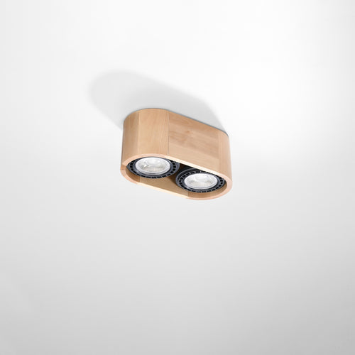 Sollux Lighting Plafondlamp BASIC 2 naturel hout - 27x14x10cm