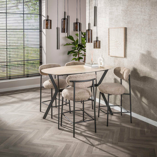 Giga Meubel Barstoel Round Cargo - Zand Stof - Zithoogte 96cm - Set van 2 - vtwonen shop