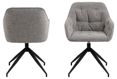 Rebellenclub Eetkamerstoel Harstad - Grijs Bouclé met een Mat Zwart Frame - vtwonen shop