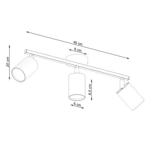 Sollux Lighting Plafondlamp LEMMI 3 wit - 46x8x20cm