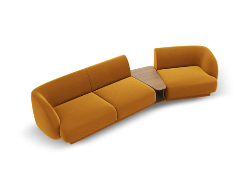 Micadoni Rechte modulaire bank Miley 3-zits, flueel, geel - 126x303x70cm