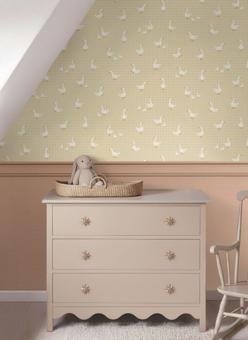 ESTAhome behang schattige ganzen geel - 50 x 900 cm - 132190