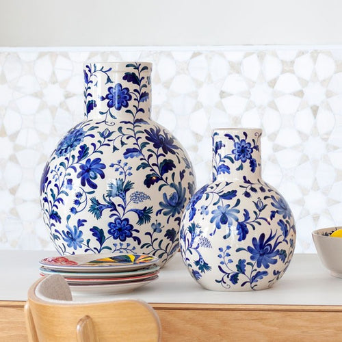 Return to Sender Vaas 30 cm Bed of Flowers Blue handgeschilderd ronde vorm - vtwonen shop