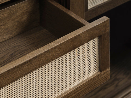 Rebellenclub Vitrinekast Yass - Smoked Eiken met Rattan - vtwonen shop