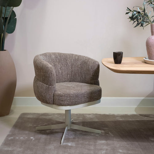 DÉJA Living Eetkamerstoel Maribel - Taupe/Beige - Draaibaar - Set van 2