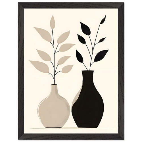 Artfulprints Poster met Lijst Boho – Dual vase   - 30x40 cm - Zwart / Wit