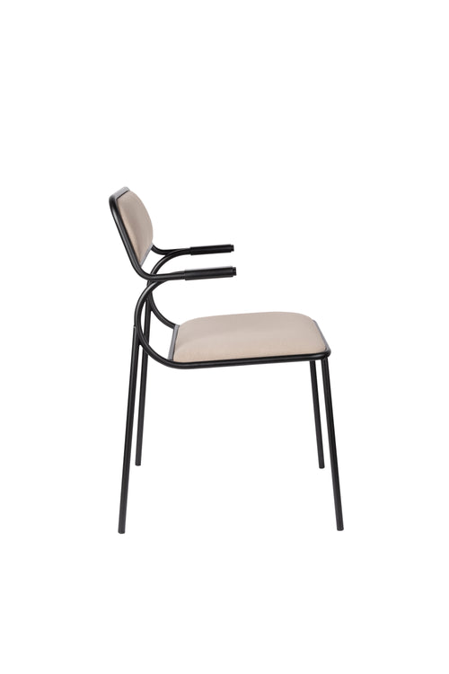 Zuiver Alba Eetkamerstoelen met armleuning Zwart/Beige - Set van 2 - vtwonen shop