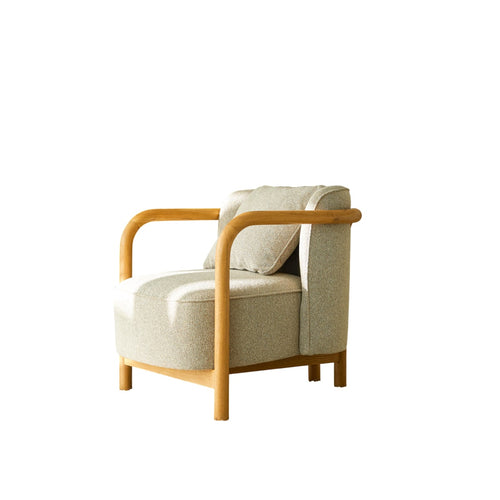 Tikamoon Fauteuil in massief eikenhout en grijze stof - Grijs