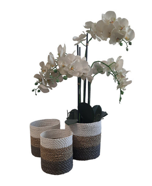 FurniLux Natuurlijke plantenbakken/ Mandenset - 20x20x21cm
