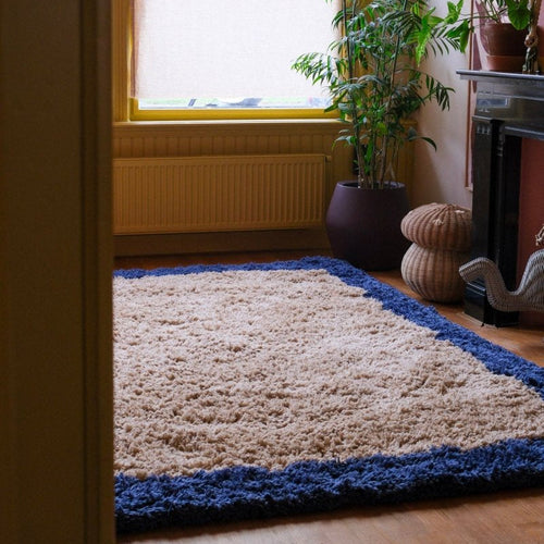 Interieur05 vloerkleed Pilo - hoogpolig - beige/blauw - 160 x 230 cm