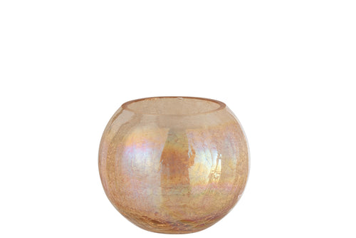 J-Line windlicht Bol Craquelé Parel Effect - glas - amber - large