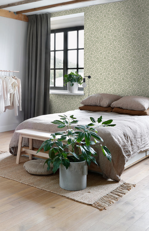 ESTAhome behang vintage bloemen groen - 50 x 900 cm - 131512 - vtwonen shop