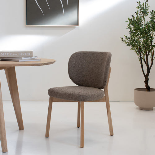 DÉJA Living Eetkamerstoel Nobu - Taupe/Naturel Eiken - Set van 2 - vtwonen shop