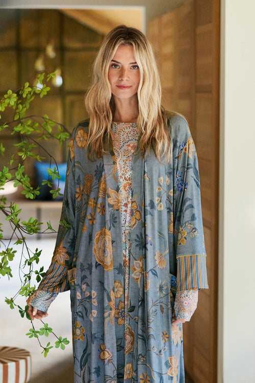 Pip Studio - Noa Kimono Dames - Safari Bloom - Blauw - XXL