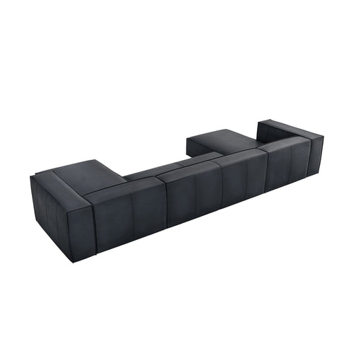 Cosmopolitan Design - Panoramische bank Turin 6-zits, echt leer blauw - 173x375x68cm