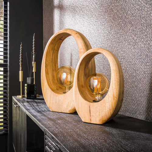 Giga Living Tafellamp Arch Wood - Hout - 20x15x30cm