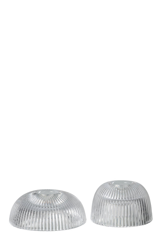 J-Line kaarshouder canele - glas - transparant - 2 stuks