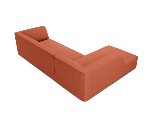 Micadoni linker hoekbank Ruby 4-zits, structurele stof, koraal - 180x273x69cm
