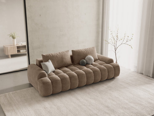 Cosmopolitan Design Slaapbank met opbergdoos Linz 4-zits, flueel donkerbeige - 100x250x84cm