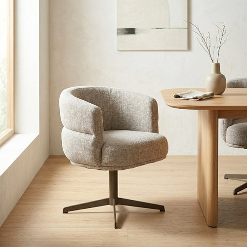 DÉJA Living Eetkamerstoel Coria - Beige/Brons - Draaibaar - Set van 2