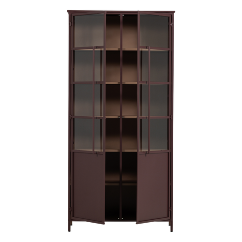 WOOOD xl 2-deurs vitrinekast Exhibit - Metaal - Bordeauxrood - 203x99x45