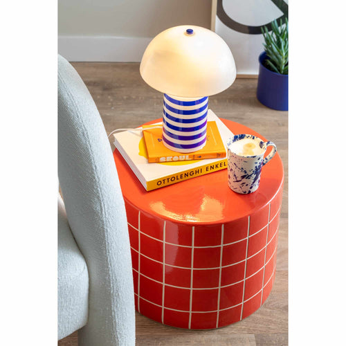 Leitmotiv bijzettafel Retro Tiles Low - rood - Ø42cm