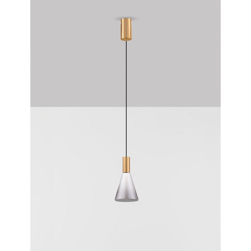 Nova Luce VOI Slanke hanglamp voor aan het plafond, rookkleurig messing goud, Triac dimbare LED 8W 182lm 3000K