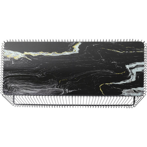 Kare Design Salontafel Wire zwart Marmer Glas 145x70cm - vtwonen shop
