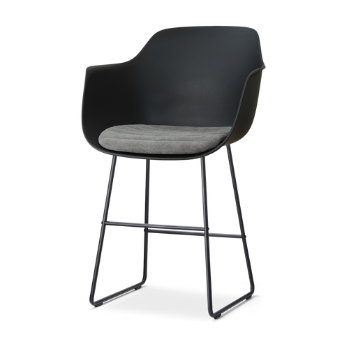 Nolon Nino-Liz barkruk zwart met zeegrijs zitkussen - zwart onderstel - 65 cm