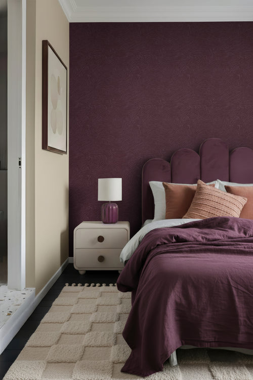 ESTAhome behang 3d golvende lijnen aubergine paars - 53 cm x 10.05 m - 131367