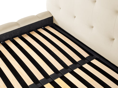 Cosmopolitan Design Opbergbed met hoofdeinde Bali 140x200cm, flueel, lichtbeige - 230x165x125cm
