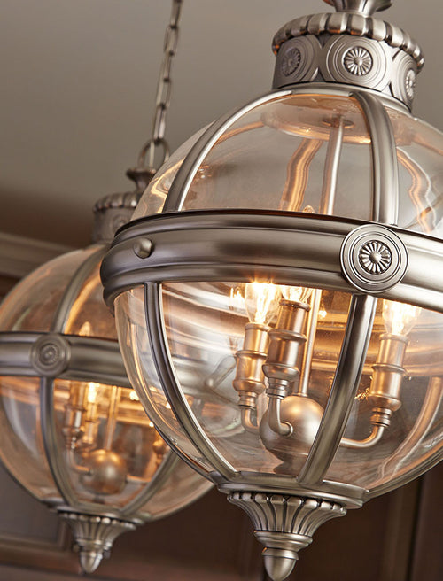 Elstead Adams - 3 Lichts Plafond Kroonluchter Hanglamp Antiek Nikkel, E14