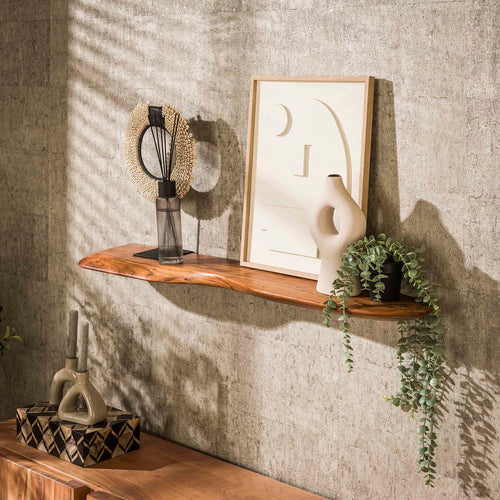 Giga Meubel Wandplank Organic - Naturel Acaciahout - 120x20x4cm