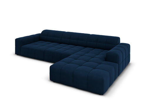 Cosmopolitan Design rechter hoekbank Chicago 4-zits, flueel koningsblauw - 167x294x78cm