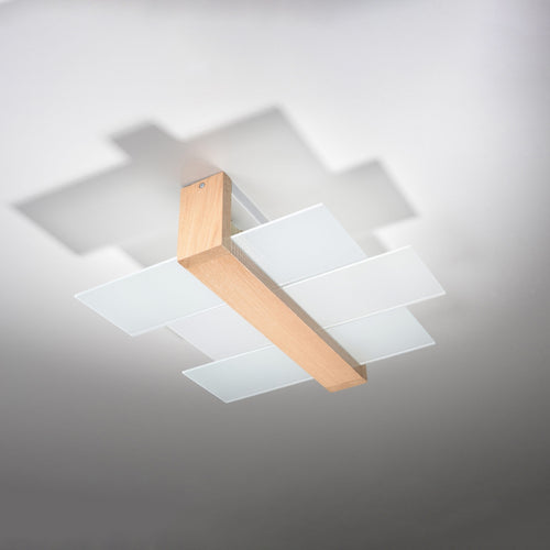 Sollux Lighting Plafondlamp FENIKS 2 naturel hout - 43x43x12cm