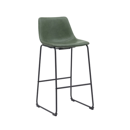 LABEL51 Barkruk Risto - Donkergroen PU-Leer - Zithoogte 75cm - Set van 2