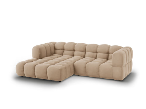 Cosmopolitan Design Modulaire hoekbank links Sky 3-zits, flueel, zand - 162x244x70cm