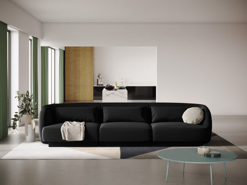 Cosmopolitan Design Bank Tulum 3-zits, flueel, zwart - 90x255x70cm