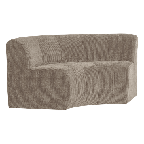 WOOOD eetbank halfronde hoek rugleuning Mojo Base - Rib - D.zand - 83x152x76