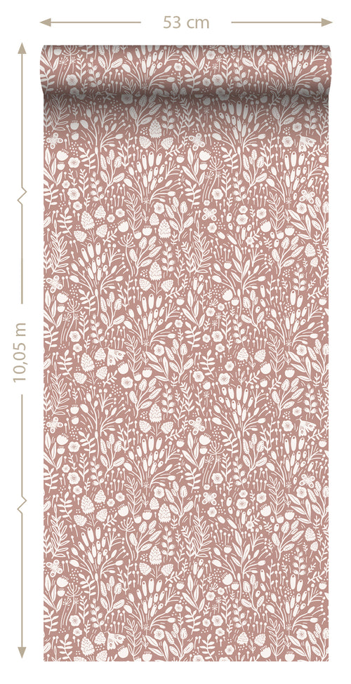 ESTAhome behang bloemetjes oudroze - 50 x 900 cm - 131255 - vtwonen shop