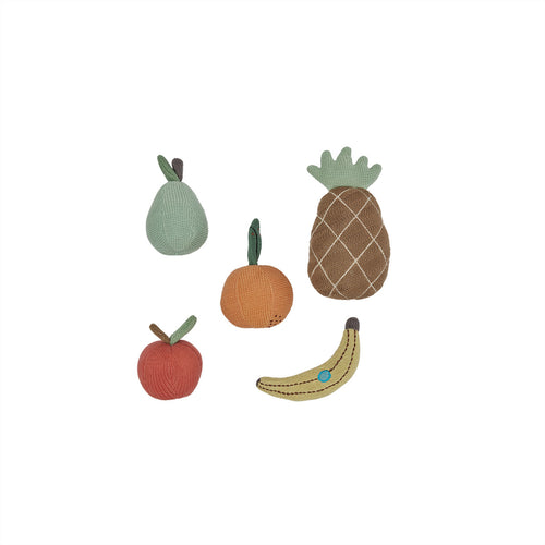 OYOY Speelgoedfruit set 4 x 6,5 x 14 cm – Meerkleurig katoen