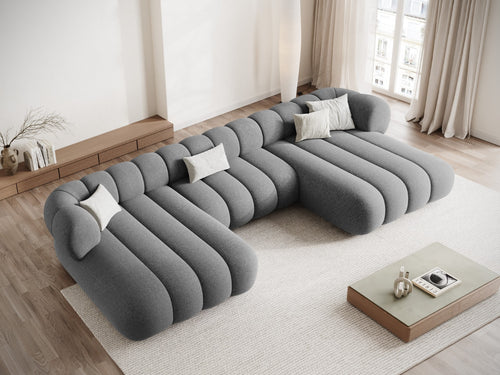 Cosmopolitan Design Panoramische bank Koge 6-zits, chenille lichtgrijs - 165x348x70cm