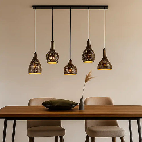 Freelight hanglamp Fueco - 5 lichts - 120  x 150   cm - zwart bruin - vtwonen shop