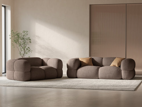 Cosmopolitan Design Bank Loretto 3-zits, structurele stof cappuccino - 100x210x68cm