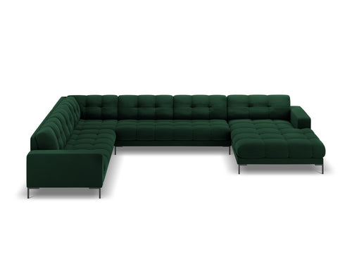 Cosmopolitan Design Panoramische hoekbank links Bali 7-zits, flueel, flessengroen - 256x327x75cm