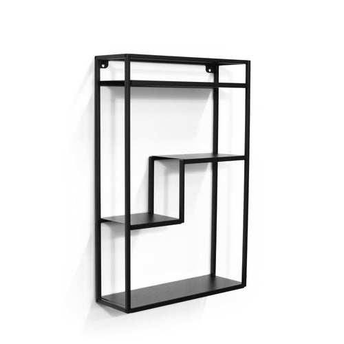 MIKA Wandrek Metaal Zwart – Industrieel Sierrekje 45 x 60 x 13 cm - vtwonen shop