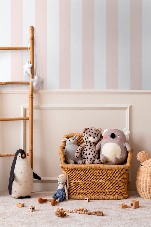 Sanders & Sanders behang strepen licht roze en wit - 53 cm x 10.05 m - 640656