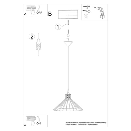 Sollux Lighting Hanglamp EDA - 40x40x86cm