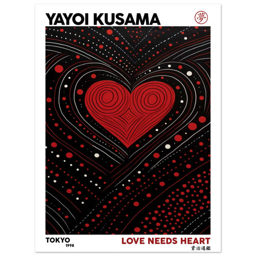 Artfulprints  Yayoi Kusama - Love needs heart   poster 30x40 cm